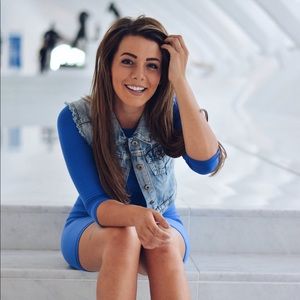 Purple/Blue Bebe Bodycon, 3/4 Sleeve